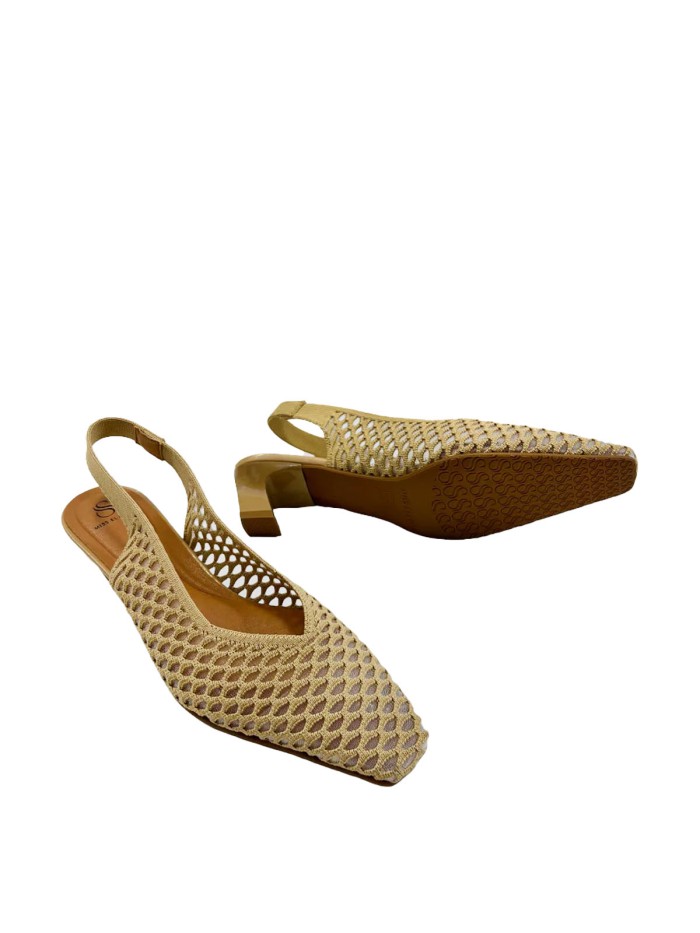 ZAPATO DE SALÓN DESTALONADO PARA MUJER MISS ELASTIC Parigi Calado BEIGE