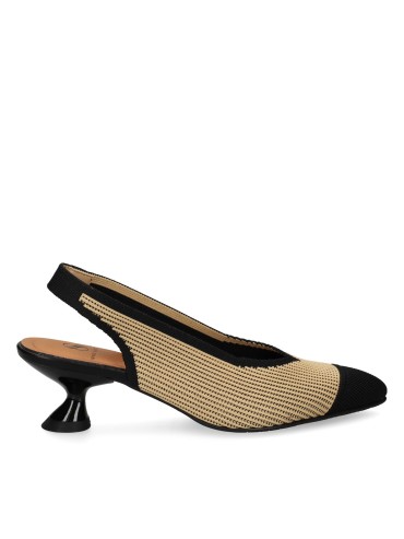 ZAPATOS DESTALONADOS DE TEJIDO ADAPTABLE CON TACÓN MISS ELASTIC 076535-65-77/77 BICOLOR