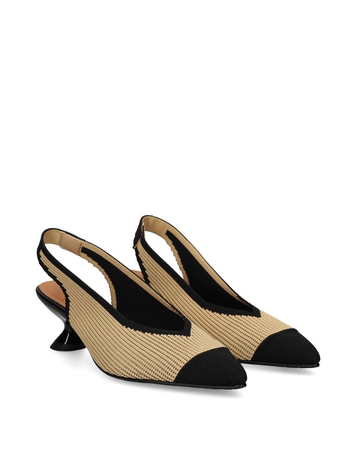 ZAPATOS DESTALONADOS DE TEJIDO ADAPTABLE CON TACÓN MISS ELASTIC 076535-65-77/77 BICOLOR