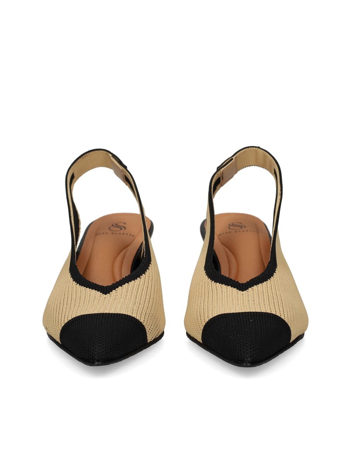 ZAPATOS DESTALONADOS DE TEJIDO ADAPTABLE CON TACÓN MISS ELASTIC 076535-65-77/77 BICOLOR