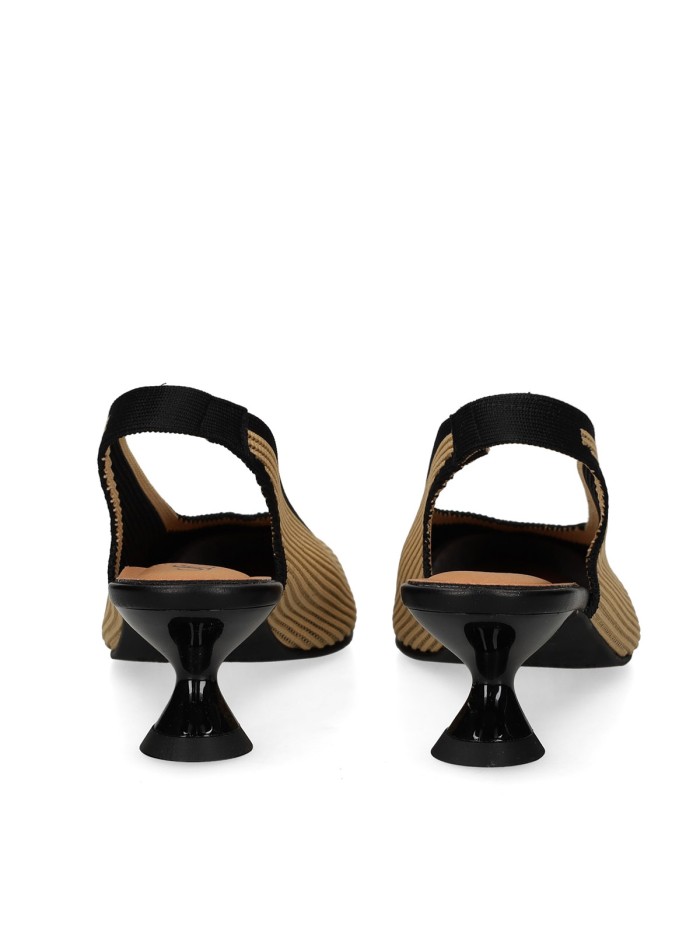 ZAPATOS DESTALONADOS DE TEJIDO ADAPTABLE CON TACÓN MISS ELASTIC 076535-65-77/77 BICOLOR