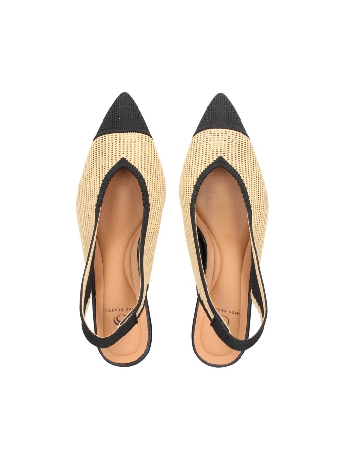 ZAPATOS DESTALONADOS DE TEJIDO ADAPTABLE CON TACÓN MISS ELASTIC 076535-65-77/77 BICOLOR