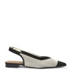 BAILARINA DESTALONADA EN TEJIDO ELÁSTICO PARA MUJER MISS ELASTIC MINA CREMA-NEGRO