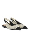 BAILARINA DESTALONADA EN TEJIDO ELÁSTICO PARA MUJER MISS ELASTIC MINA CREMA-NEGRO