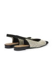 BAILARINA DESTALONADA EN TEJIDO ELÁSTICO PARA MUJER MISS ELASTIC MINA CREMA-NEGRO