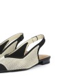 BAILARINA DESTALONADA EN TEJIDO ELÁSTICO PARA MUJER MISS ELASTIC MINA CREMA-NEGRO