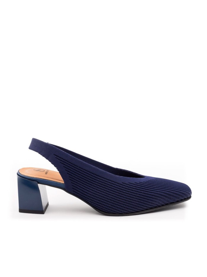 ZAPATO DESTALONADO ADAPTABLE CON TACÓN PARA MUJER MISS ELASTIC MIL RAYAS MARINO
