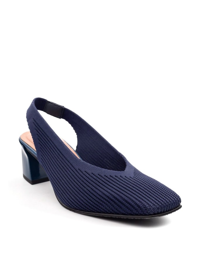 ZAPATO DESTALONADO ADAPTABLE CON TACÓN PARA MUJER MISS ELASTIC MIL RAYAS MARINO