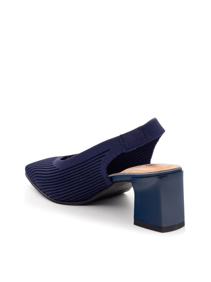 ZAPATO DESTALONADO ADAPTABLE CON TACÓN PARA MUJER MISS ELASTIC MIL RAYAS MARINO