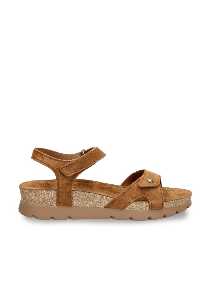 SANDALIAS DE PIEL VELOUR CON CUÑA BAJA PARA MUJER PANAMA JACK SULIA B26 CUERO