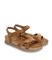 SANDALIAS DE PIEL VELOUR CON CUÑA BAJA PARA MUJER PANAMA JACK SULIA B26 CUERO