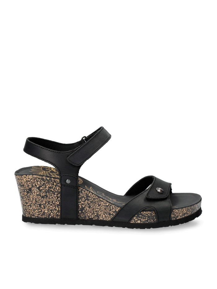 SANDALIAS DE PIEL CON CUÑA PARA MUJER PANAMA JACK JULIA BASIC B1 NEGRO