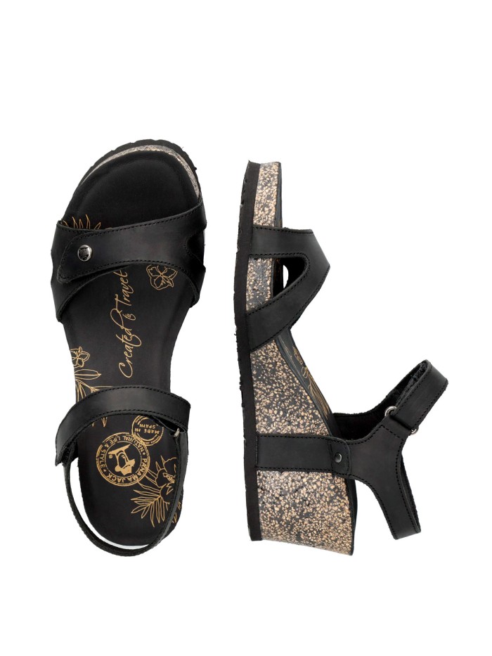 SANDALIAS DE PIEL CON CUÑA PARA MUJER PANAMA JACK JULIA BASIC B1 NEGRO