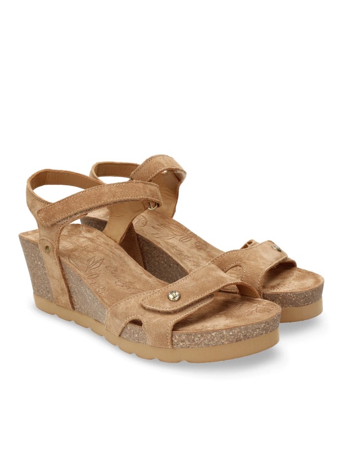 SANDALIAS DE SERRAJE CON CUÑA PANAMA JACK JULIA  B74 CUERO