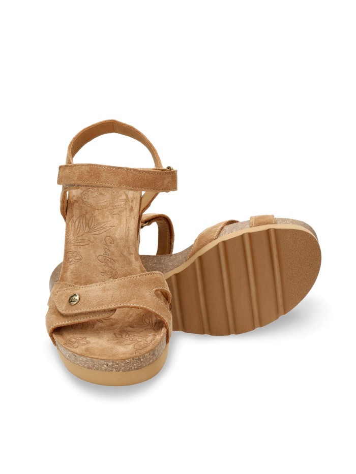 SANDALIAS DE SERRAJE CON CUÑA PANAMA JACK JULIA  B74 CUERO