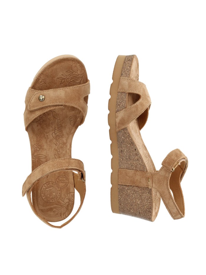 SANDALIAS DE SERRAJE CON CUÑA PANAMA JACK JULIA  B74 CUERO