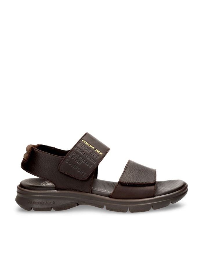 SANDALIAS DE PIEL CON VELCRO PARA CABALLERO PANAMA JACK RUSELL C2 MARRÓN