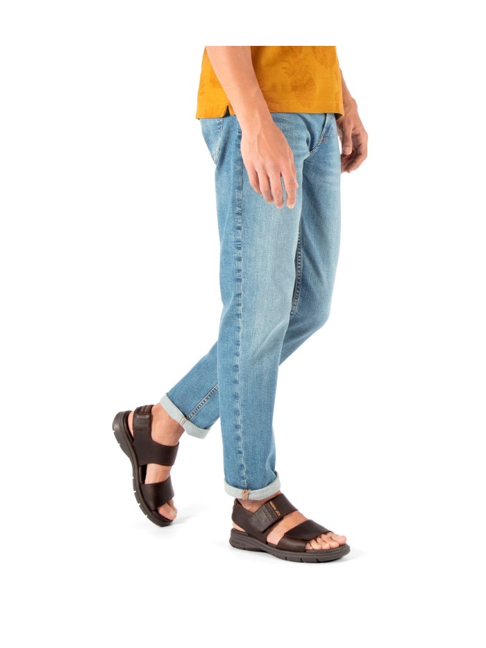 SANDALIAS DE PIEL CON VELCRO PARA CABALLERO PANAMA JACK RUSELL C2 MARRÓN