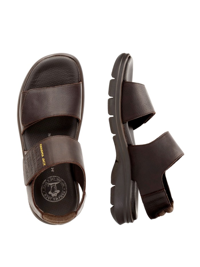 SANDALIAS DE PIEL CON VELCRO PARA CABALLERO PANAMA JACK RUSELL C2 MARRÓN