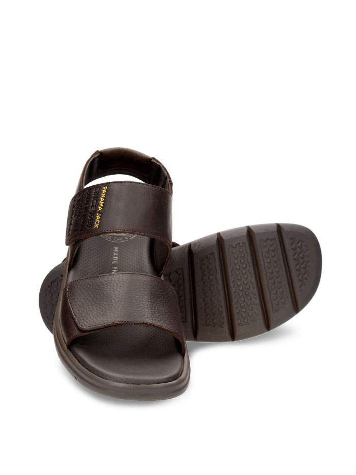 SANDALIAS DE PIEL CON VELCRO PARA CABALLERO PANAMA JACK RUSELL C2 MARRÓN