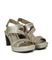 SANDALIAS DE PIEL METALIZADA CON TACÓN PARA MUJER PENELOPE 6420 PLATINO