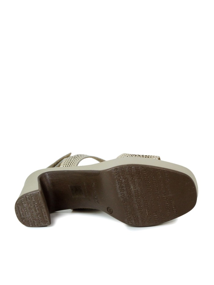 SANDALIAS DE PIEL METALIZADA CON TACÓN PARA MUJER PENELOPE 6420 PLATINO