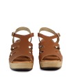 SANDALIAS DE PIEL CON HEBILLA AJUSTABLE Y TACÓN PENELOPE 6464 MARRÓN