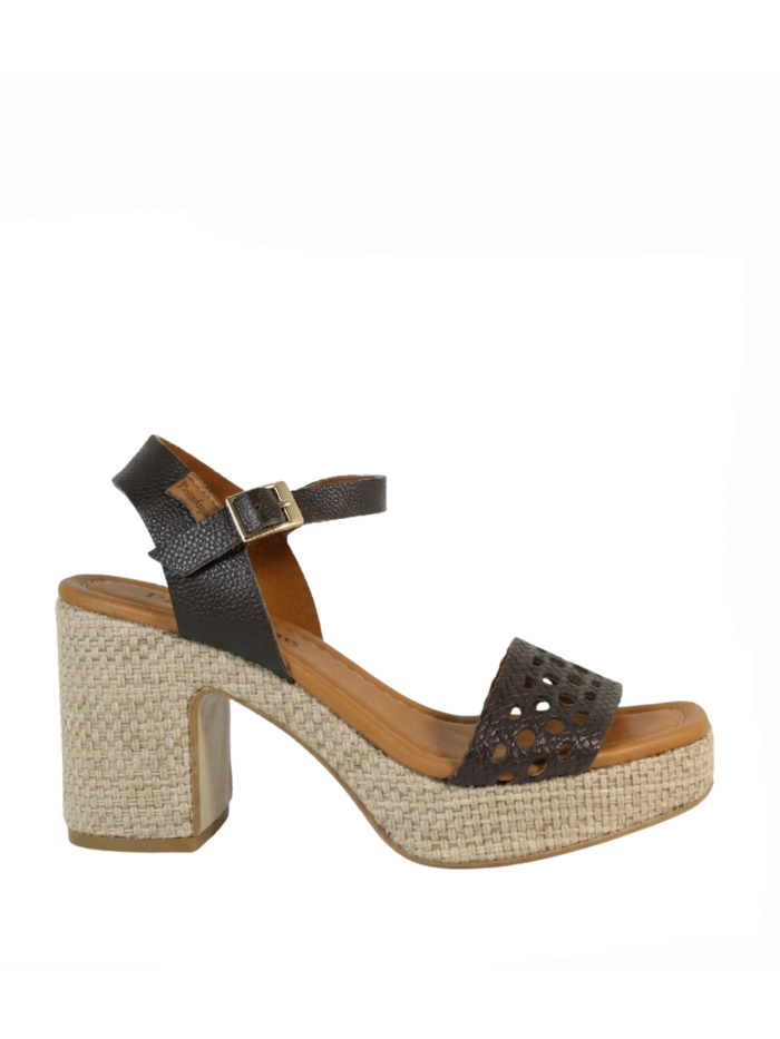 SANDALIAS DE PIEL CON PISO TRENZADO PARA MUJER PENELOPE 6471 MARRÓN