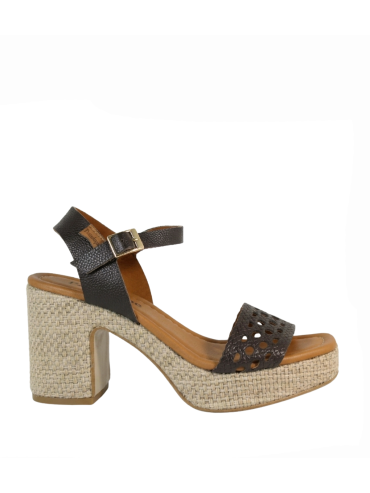 SANDALIAS DE PIEL CON PISO TRENZADO PARA MUJER PENELOPE 6471 MARRÓN