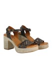 SANDALIAS DE PIEL CON PISO TRENZADO PARA MUJER PENELOPE 6471 MARRÓN
