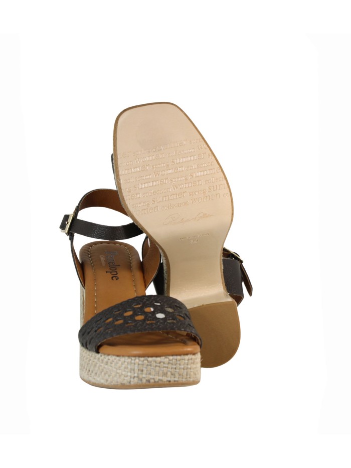 SANDALIAS DE PIEL CON PISO TRENZADO PARA MUJER PENELOPE 6471 MARRÓN