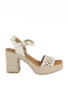 SANDALIAS DE PIEL CON TACÓN TRENZADO PARA MUJER PENELOPE 6471 BEIGE