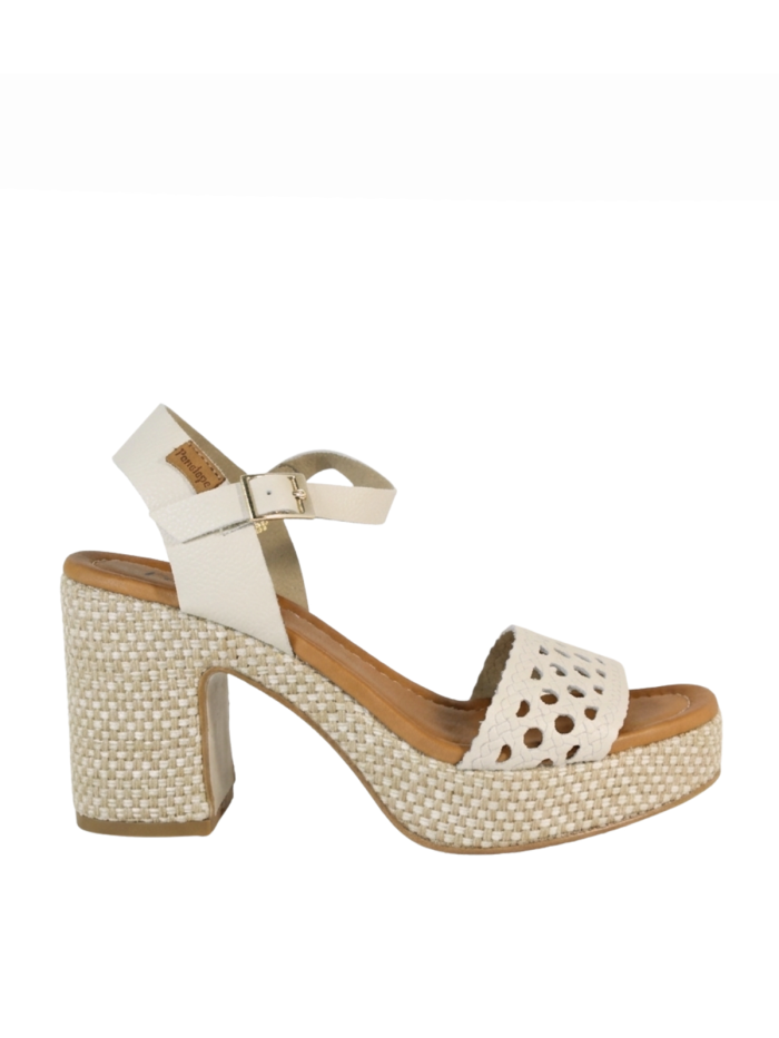 SANDALIAS DE PIEL CON TACÓN TRENZADO PARA MUJER PENELOPE 6471 BEIGE