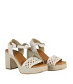 SANDALIAS DE PIEL CON TACÓN TRENZADO PARA MUJER PENELOPE 6471 BEIGE