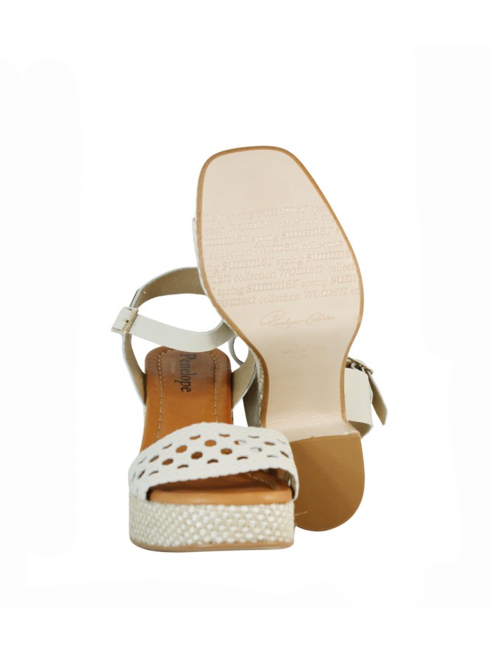 SANDALIAS DE PIEL CON TACÓN TRENZADO PARA MUJER PENELOPE 6471 BEIGE