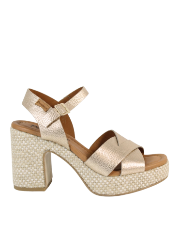 SANDALIAS DE PIEL CON PISO DE CUERDA TRENZADA PARA MUJER PENELOPE 6481 PLATINO
