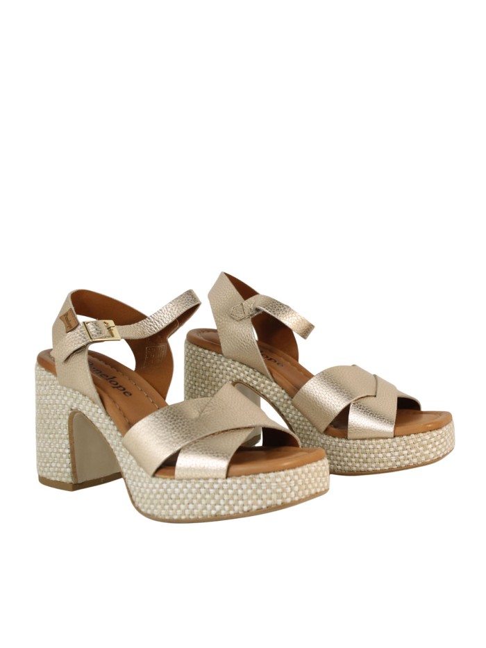 SANDALIAS DE PIEL CON PISO DE CUERDA TRENZADA PARA MUJER PENELOPE 6481 PLATINO