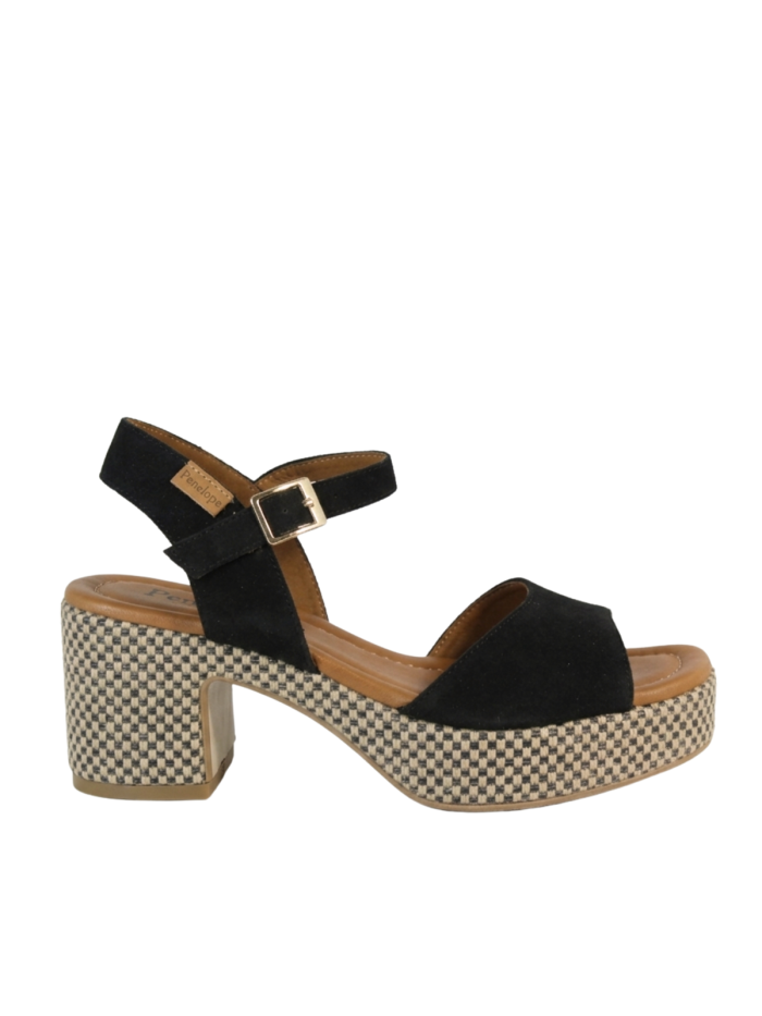 SANDALIAS BOHO CHIC DE PIEL SERRAJE NEGRO PARA MUJER PENELOPE 6461