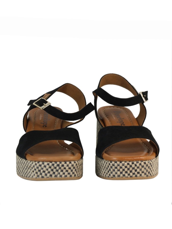 SANDALIAS BOHO CHIC DE PIEL SERRAJE NEGRO PARA MUJER PENELOPE 6461