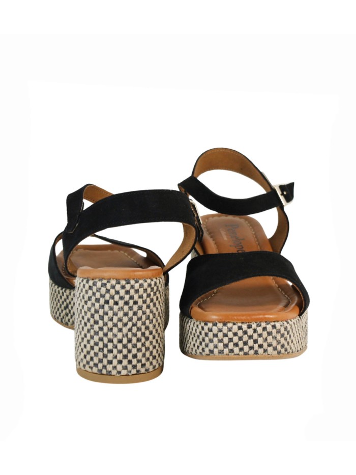 SANDALIAS BOHO CHIC DE PIEL SERRAJE NEGRO PARA MUJER PENELOPE 6461