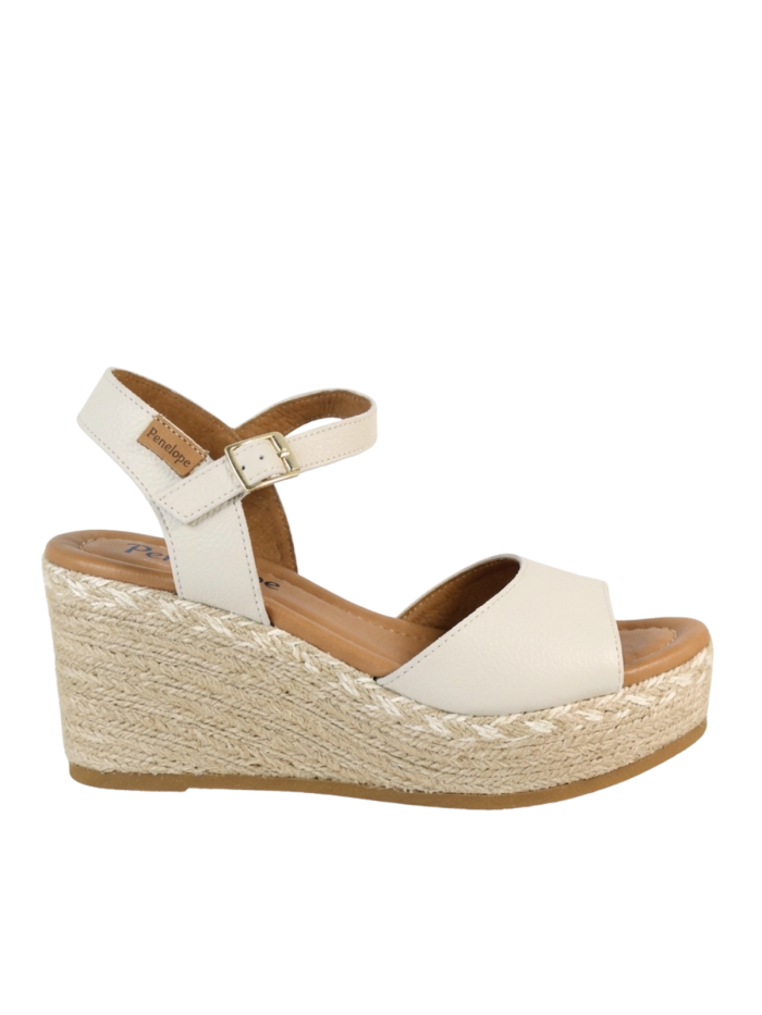 SANDALIAS DE PIEL CON CUÑA DE YUTE PARA MUJER PENELOPE 6523 BEIGE