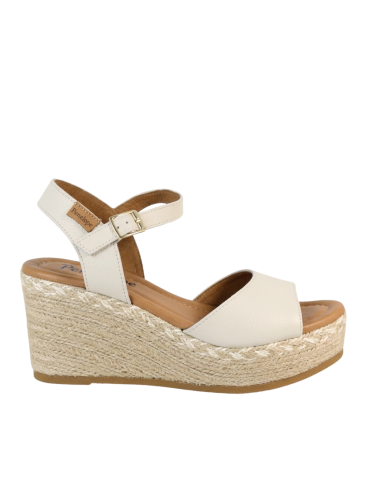 SANDALIAS DE PIEL CON CUÑA DE YUTE PARA MUJER PENELOPE 6523 BEIGE