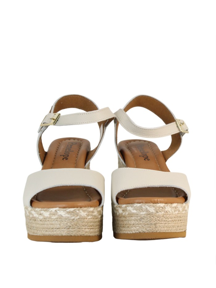 SANDALIAS DE PIEL CON CUÑA DE YUTE PARA MUJER PENELOPE 6523 BEIGE