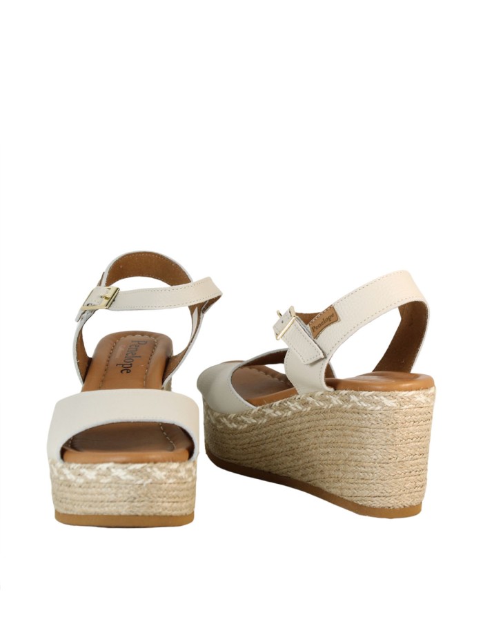 SANDALIAS DE PIEL CON CUÑA DE YUTE PARA MUJER PENELOPE 6523 BEIGE