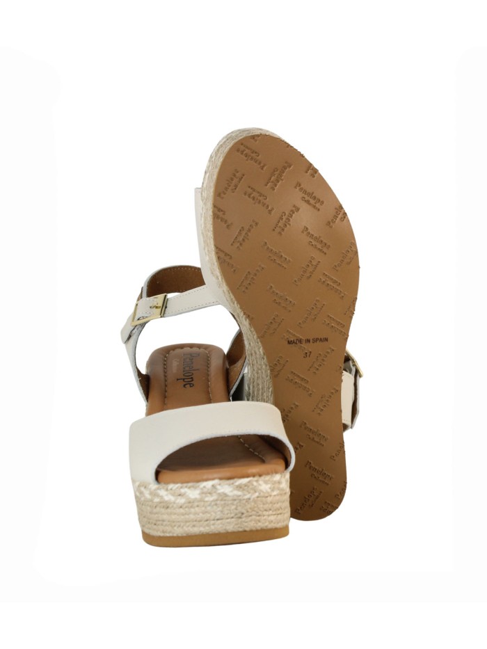 SANDALIAS DE PIEL CON CUÑA DE YUTE PARA MUJER PENELOPE 6523 BEIGE