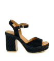 SANDALIAS DE TACÓN ANCHO PARA MUJER EN PIEL DE SERRAJE PENELOPE NEGRO