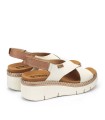 SANDALIAS DE CUÑA EN PIEL CON VELCRO PARA MUJER PIKOLINOS GOMERA W0K-0606C1 BEIGE