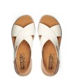 SANDALIAS DE CUÑA EN PIEL CON VELCRO PARA MUJER PIKOLINOS GOMERA W0K-0606C1 BEIGE
