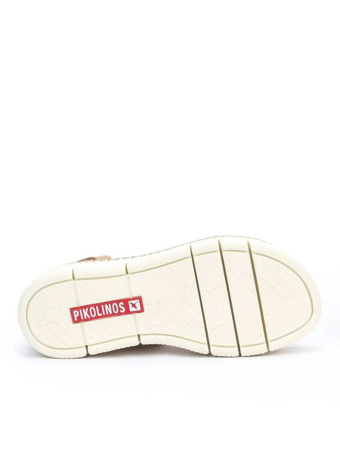 SANDALIAS DE CUÑA EN PIEL CON VELCRO PARA MUJER PIKOLINOS GOMERA W0K-0606C1 BEIGE