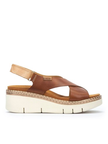 SANDALIAS DE PIEL CON CUÑA Y CIERRE CON VELCRO PARA MUJER PIKOLINOS GOMERA W0K-0606C1 CUERO